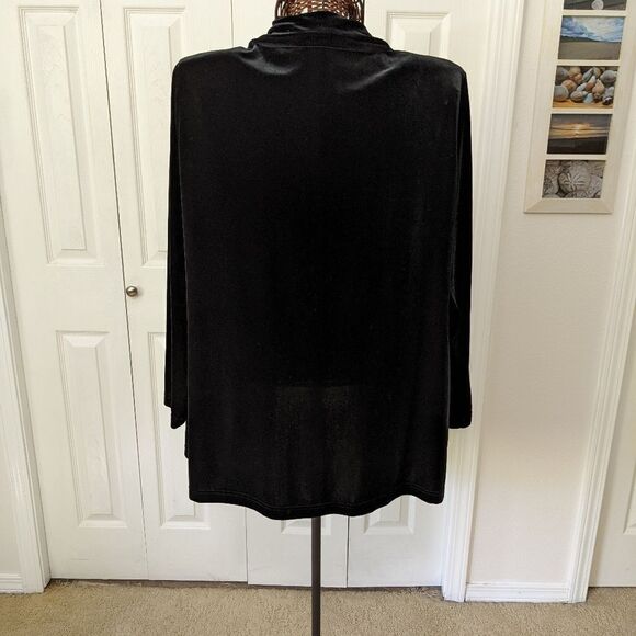 Vintage 1990's Deep Black Velour 3 Button Jacket - Picture 6 of 10